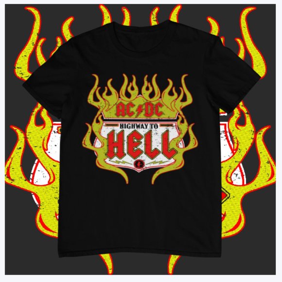 ACDC Graphic T-shirt Custom Made Rock Bands Cotton Tee Black Bootleg - Picture 1 of 1